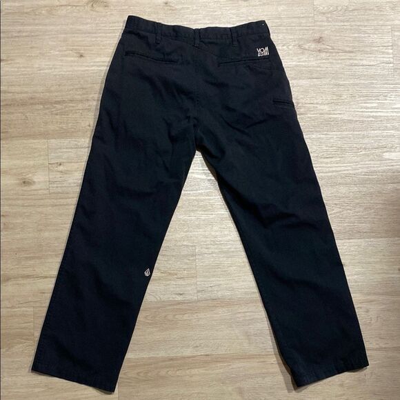 Volcom Weirder Pant Black Slim Tapered Chino 32 Skate Casual‎ Y2K Logo - Picture 11 of 16